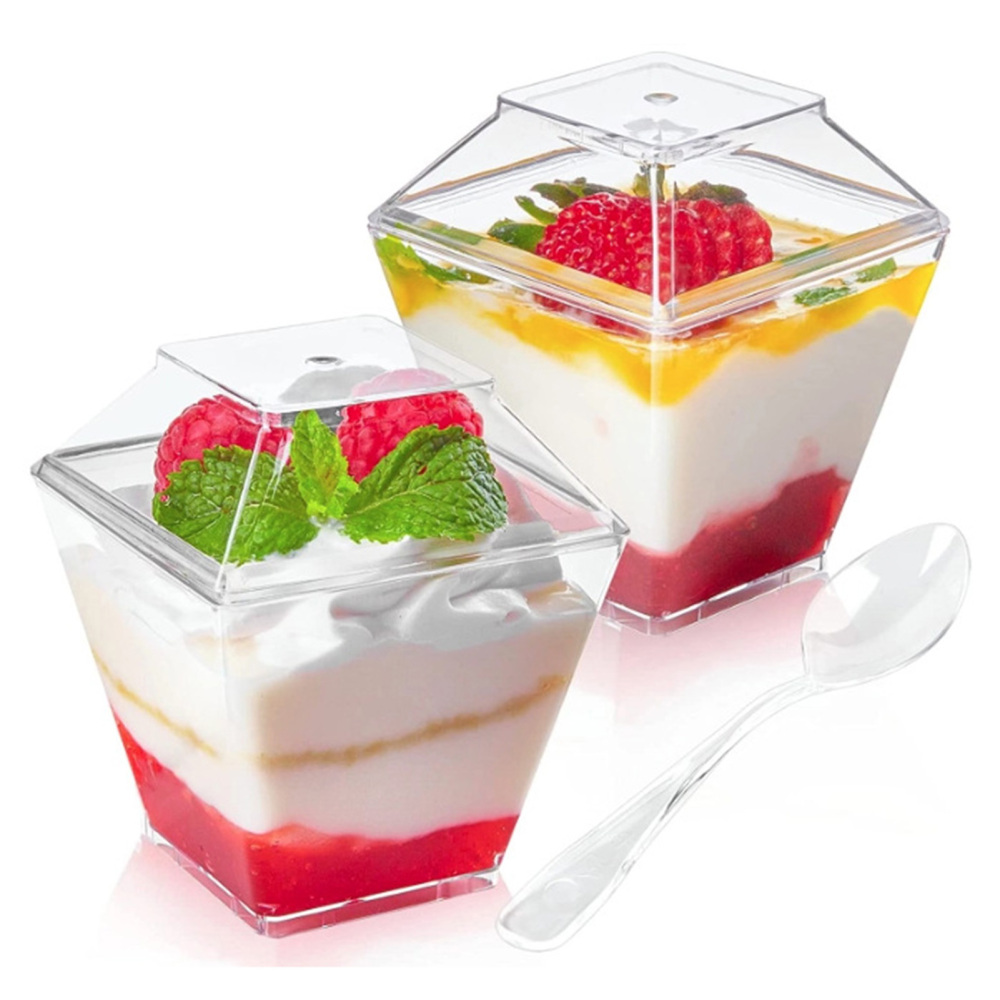 50pcs Dessert Cups Clear Parfait Appetizer Cup Reusable Serving Bowl for Dessert