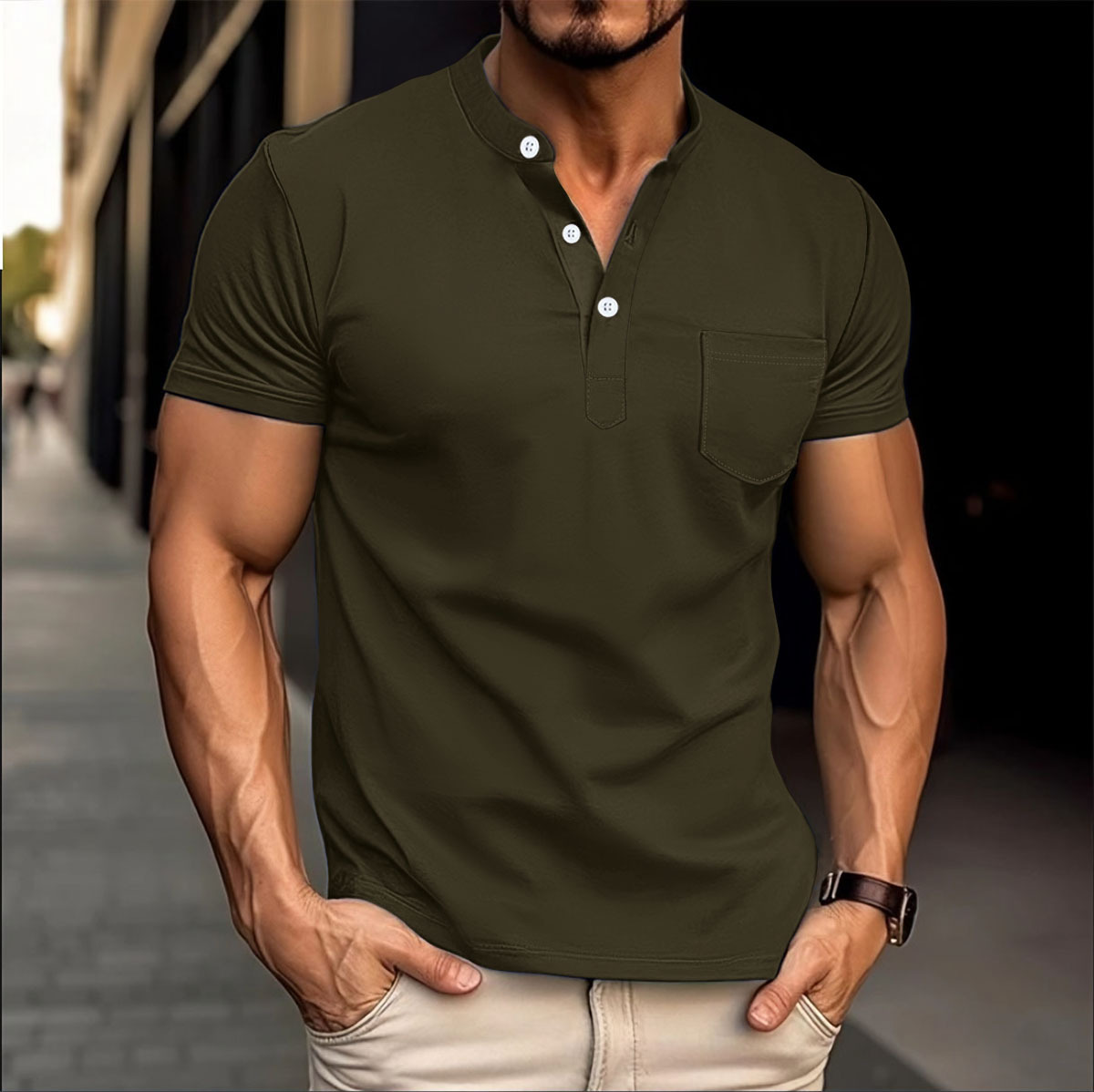 Hot Selling Herren neuer Kragen einfarbig kurzärmelig T-Shirt Top POLOSHIRT - Bild 21 von 27