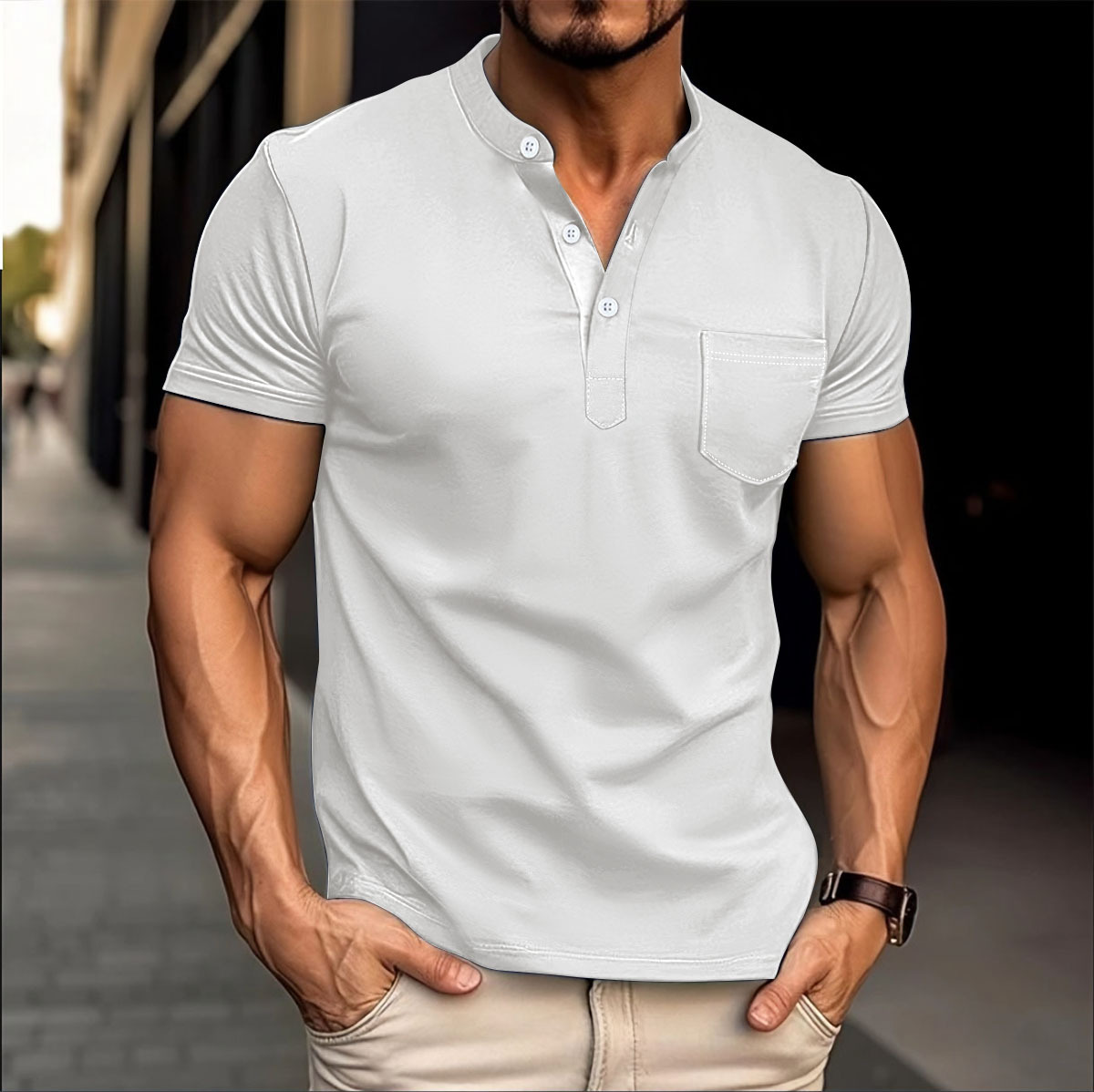 Hot Selling Herren neuer Kragen einfarbig kurzärmelig T-Shirt Top POLOSHIRT - Bild 25 von 27