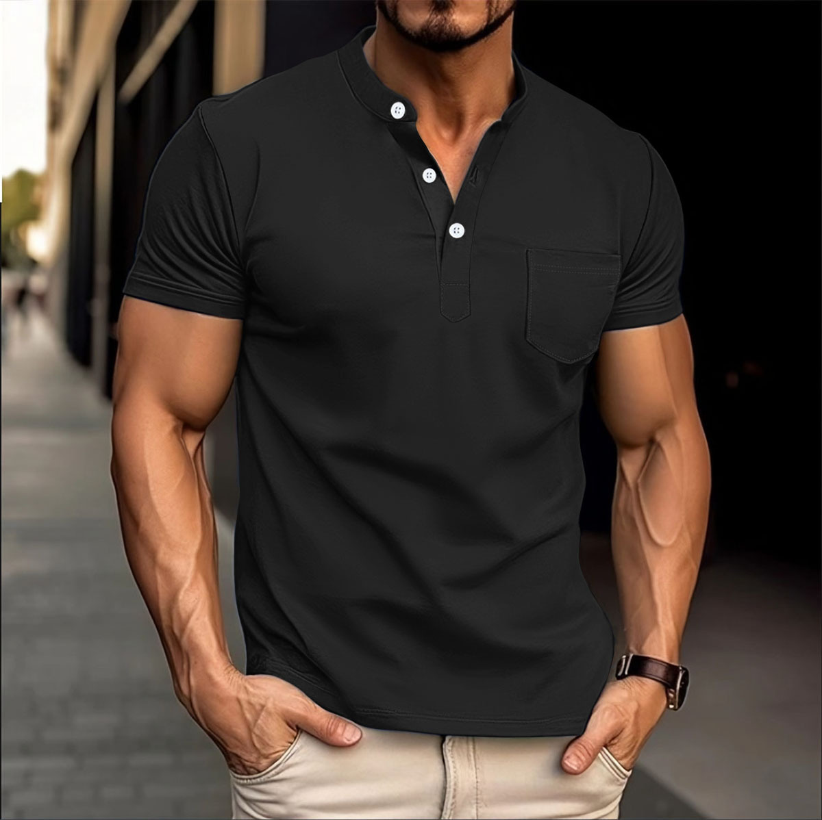 Hot Selling Herren neuer Kragen einfarbig kurzärmelig T-Shirt Top POLOSHIRT - Bild 26 von 27