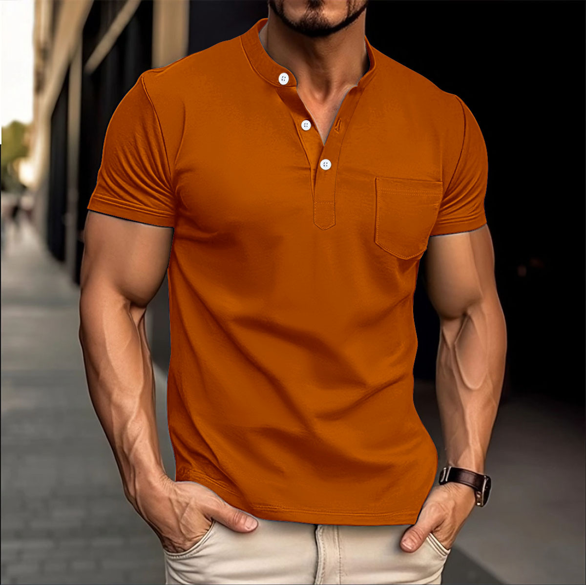 Hot Selling Herren neuer Kragen einfarbig kurzärmelig T-Shirt Top POLOSHIRT - Bild 27 von 27