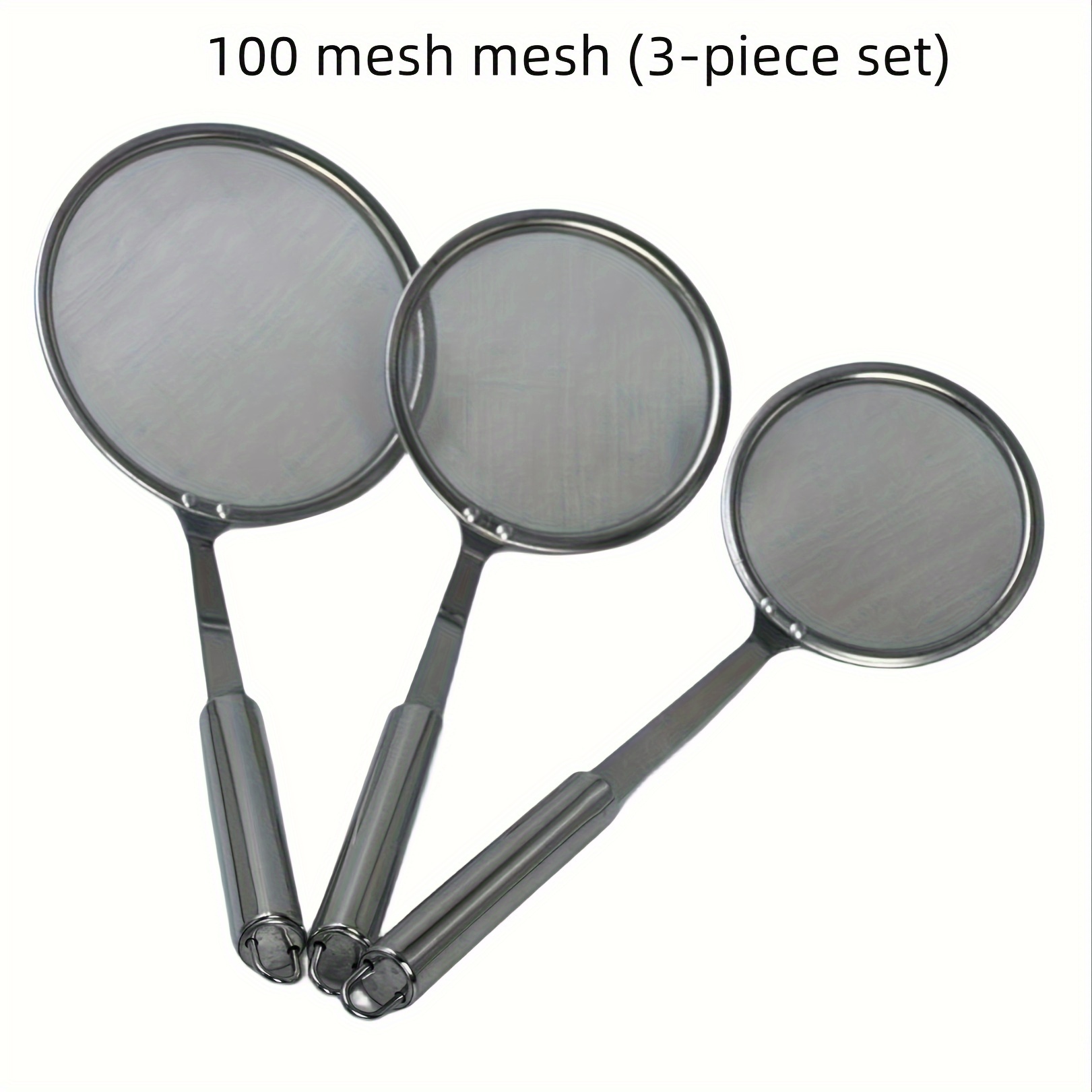 3pcs Fine Mesh Stainless Steel Strainer with Long Handle for Efficient Filtering and Versatile Kitchen Use-image
