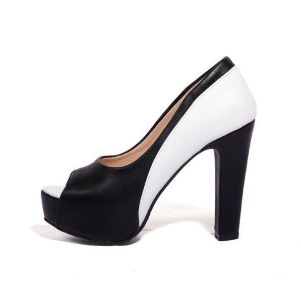Color Matching Womens Chunky Heels Super High Heels Platform Peep Toe Sexy Shoes - Picture 15 of 16