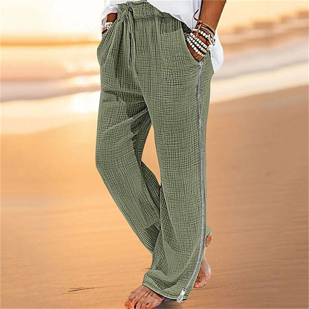 Mens Athletic Running Casual Daily/Holiday Trousers Cotton Linen Beach Pants - Picture 13 of 14