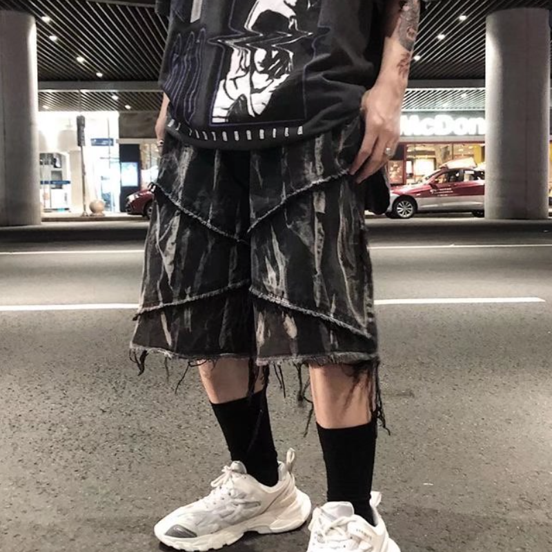 Mens Denim Shorts Short Jeans Street Ripped Casual Pant Loose Cargo Shorts Pants - Picture 5 of 5