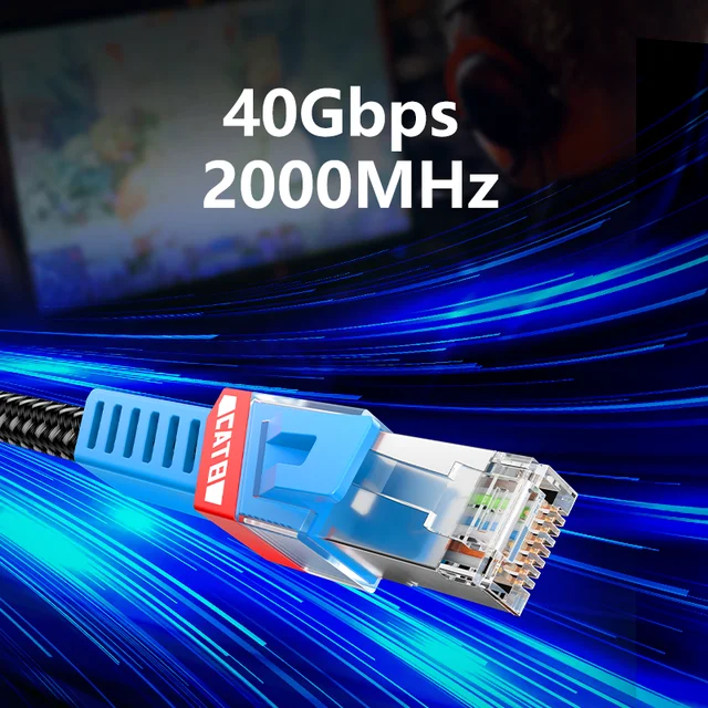 CAT 8 Ethernet Game Cable 40Gbps Cotton Braided Internet Lan Cord fr PC PS4 RJ45 - Bild 7 von 7