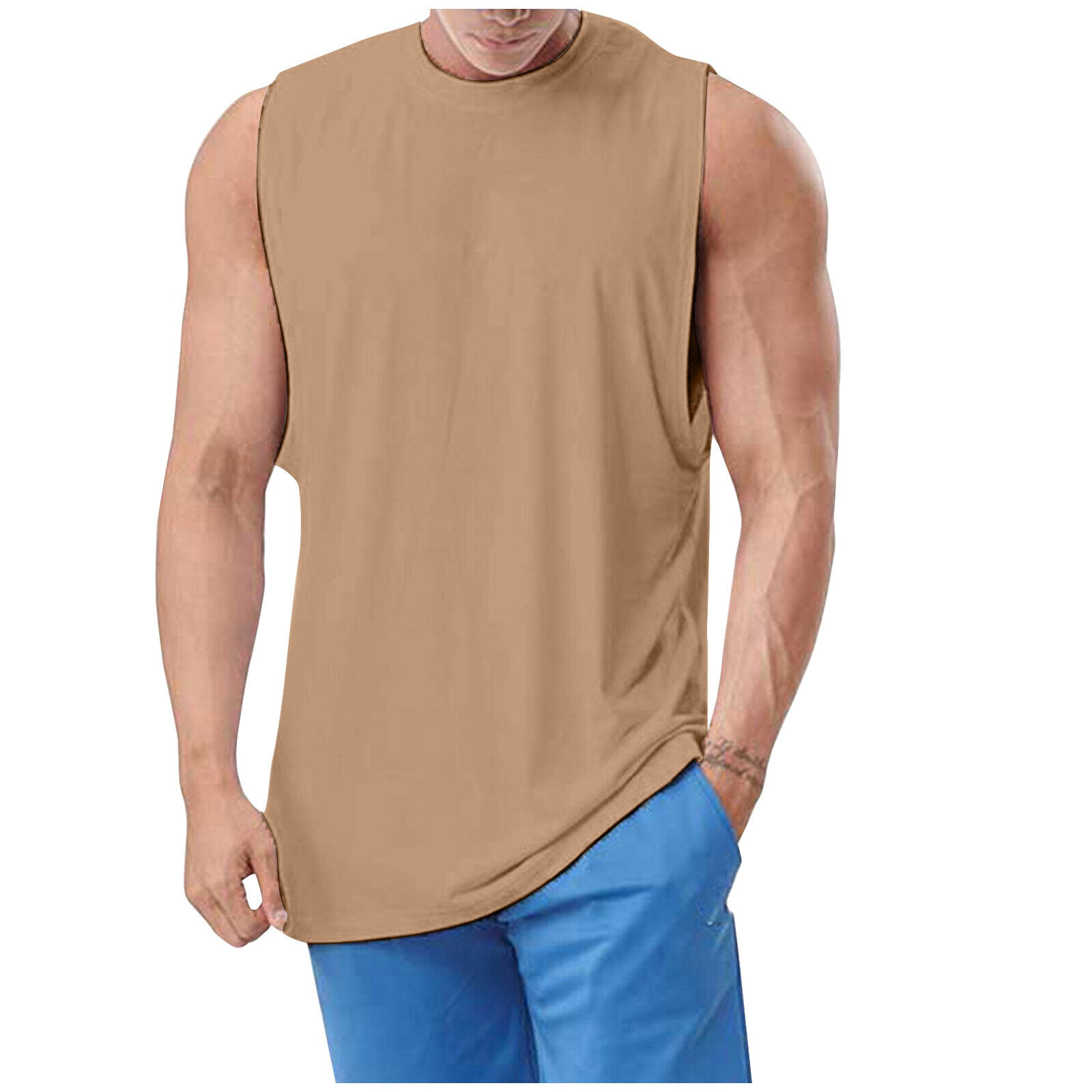 Mens Beach Tank Tops Large Basketball Vest Breathable Lightweight Casual Summer