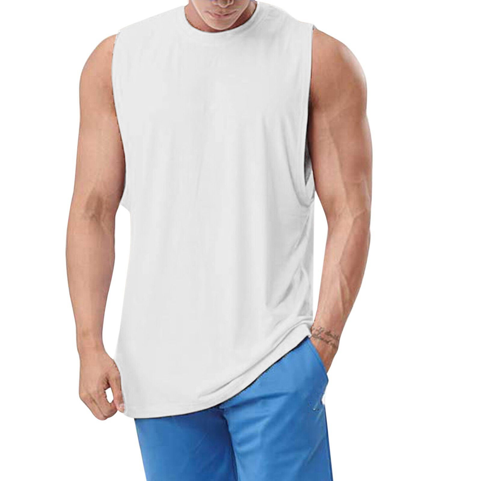 Mens Beach Tank Tops Large Basketball Vest Breathable Lightweight Casual Summer