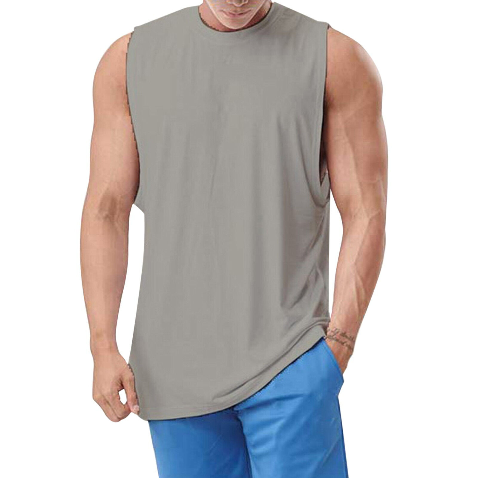 Mens Beach Tank Tops Large Basketball Vest Breathable Lightweight Casual Summer