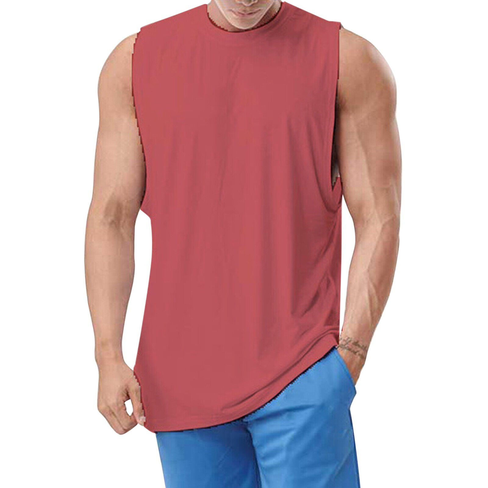 Mens Beach Tank Tops Large Basketball Vest Breathable Lightweight Casual Summer