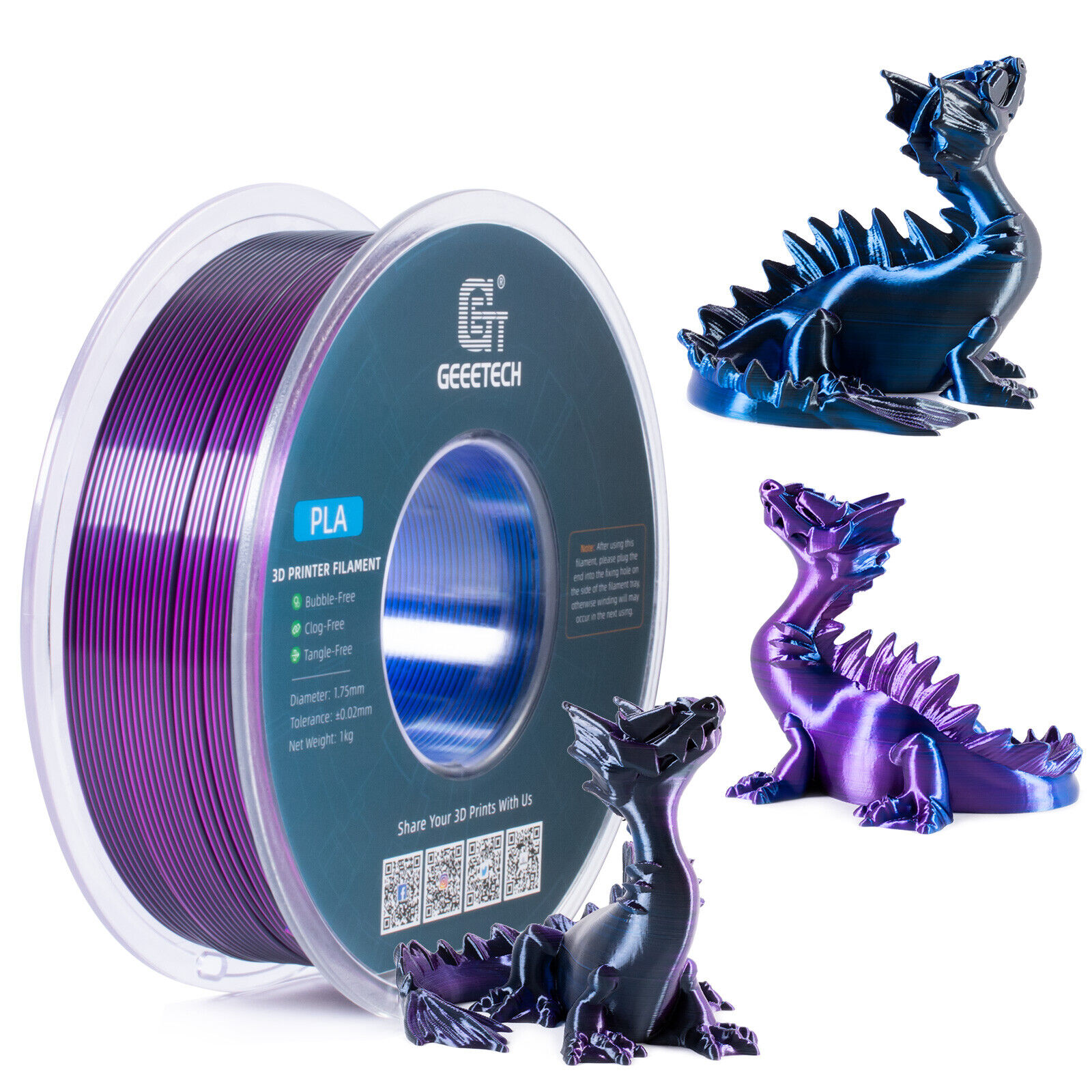 【Buy 3 Get 1 Free,Add 4】GEEETECH 3D Printer Filament PLA/ABS+/PETG/TPU 1.75mm1KG