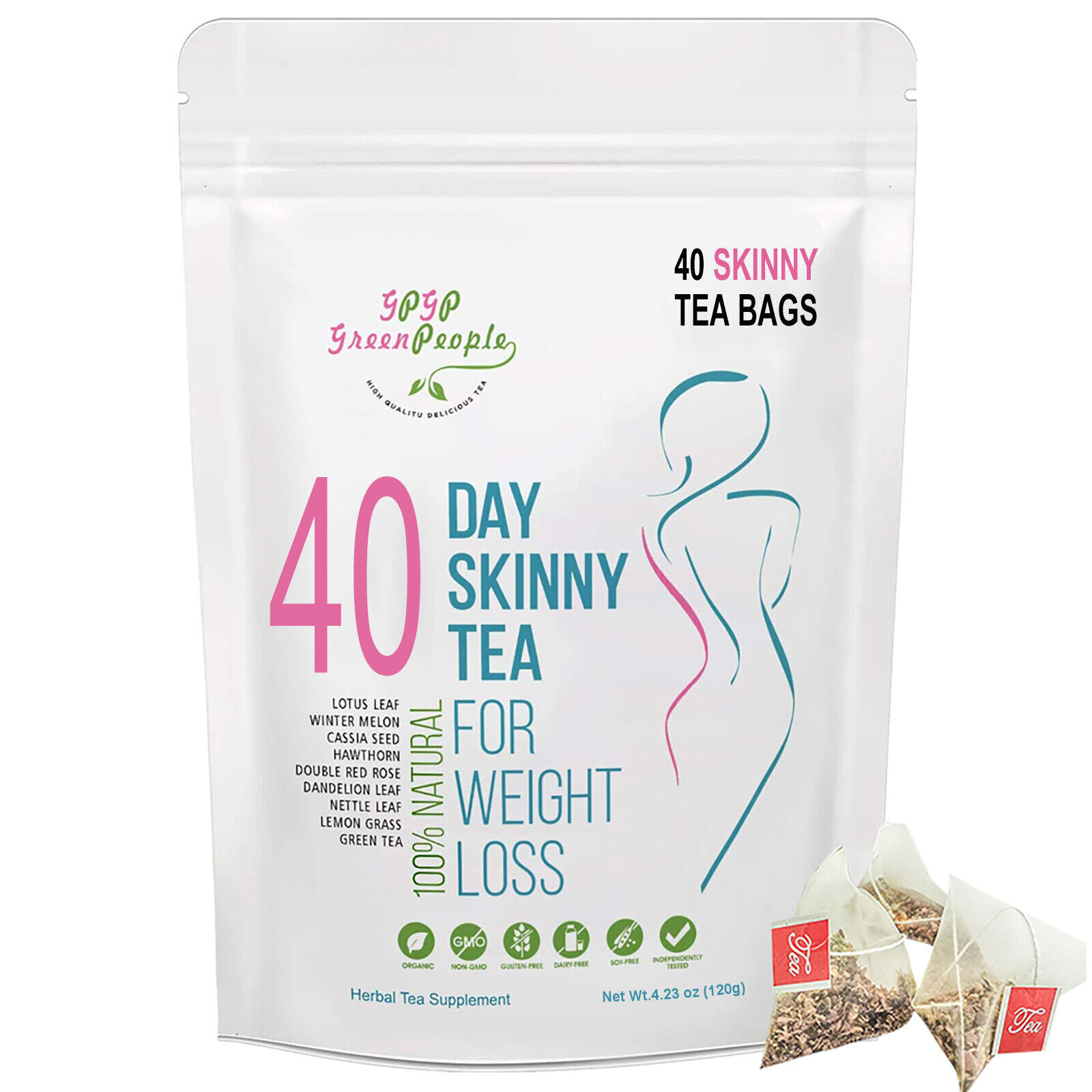 Organic 40 Day Skinny Tab Bags Detox Tea Slimming Weight Loss Stress Relif