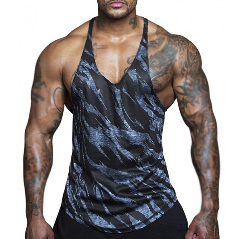 Hot Mens Gym Vest Singlet Athletic Bodybuilding Muscle Stringer Tank Top Fitness