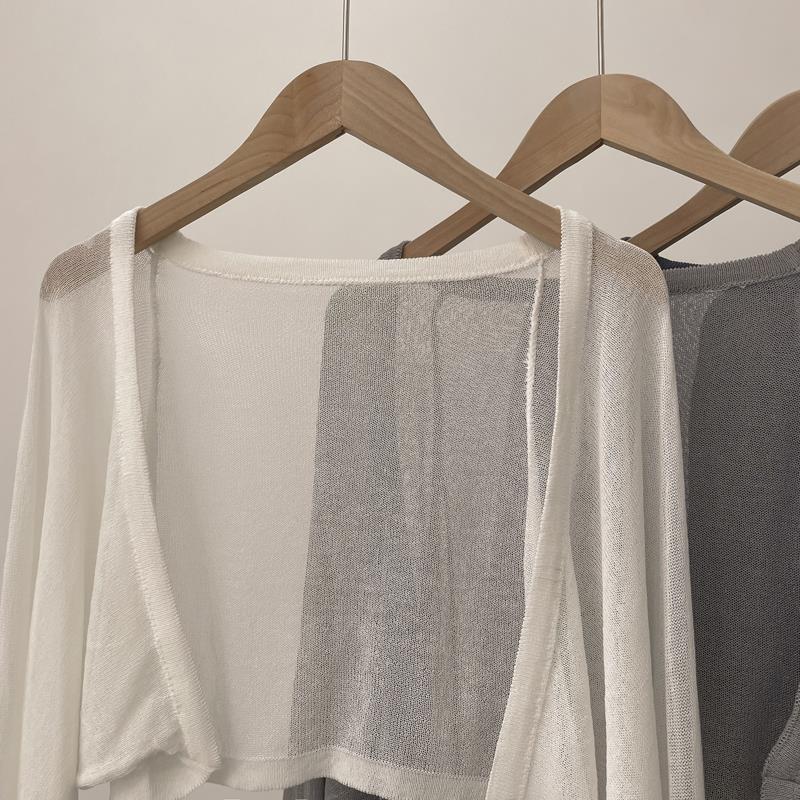 2024 Summer Short Long Sleeved Knitted Cardigan Women Thin Fitting - Picture 11 of 14