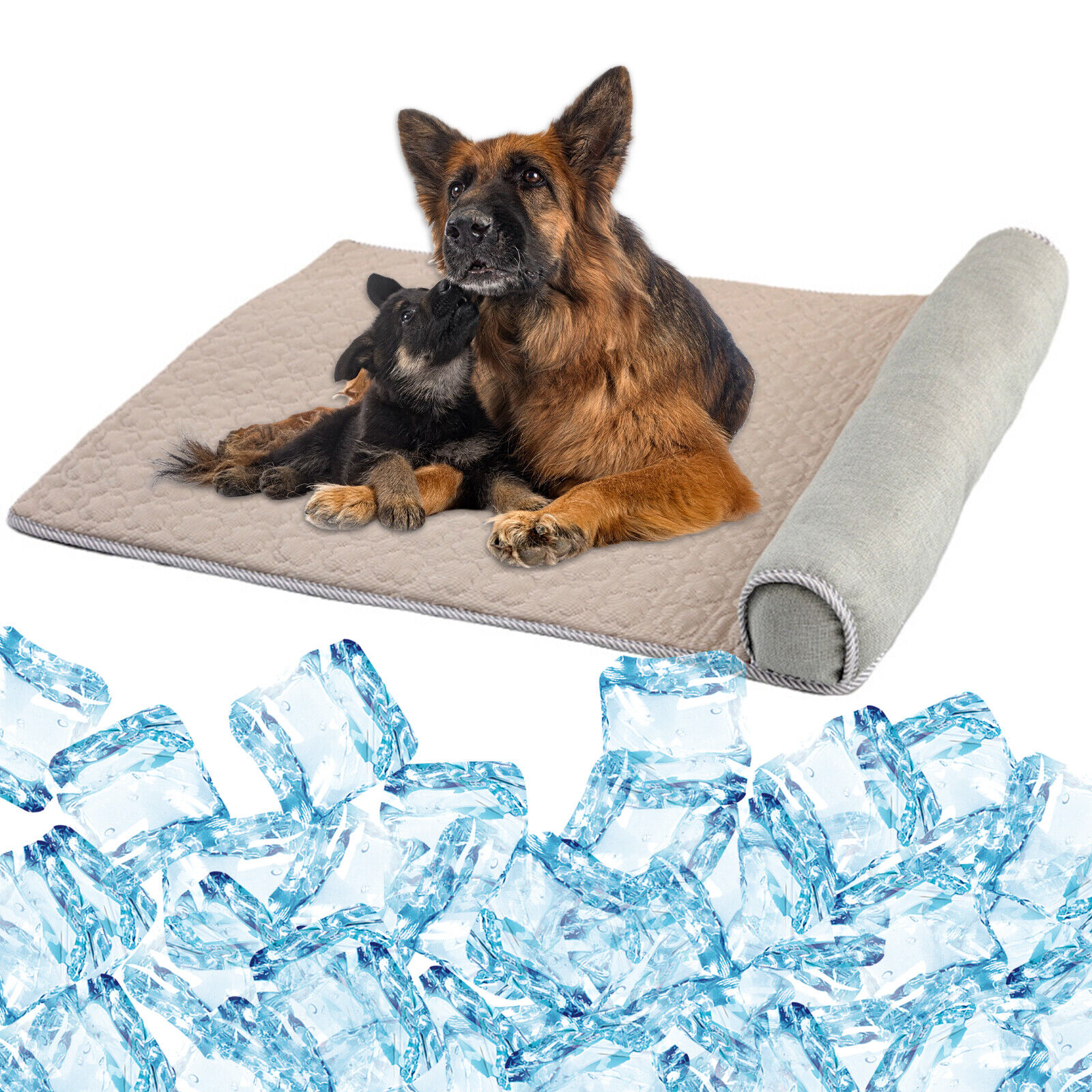 Pet Dog Cooling Mat Ice Silk Cooling Bed Pad with Pillow Medium Large Dogs Cats - Picture 14 of 15