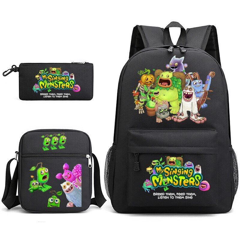 3pcs My Singing Monsters Backpack Laptop Satchel Shoulder Bag Pencil Case Gift - Picture 22 of 42