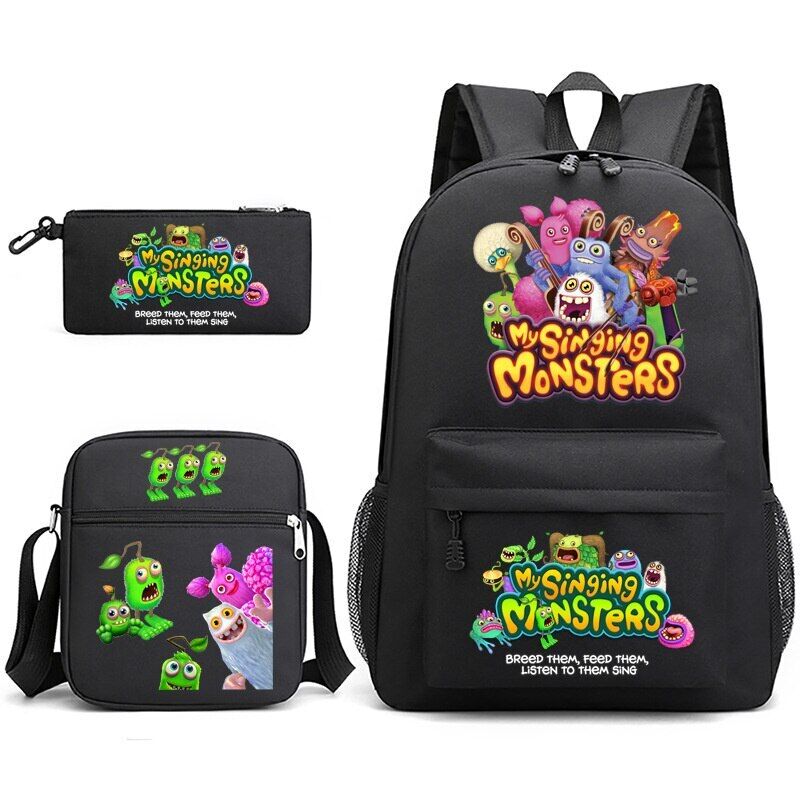 3pcs My Singing Monsters Backpack Laptop Satchel Shoulder Bag Pencil Case Gift - Picture 24 of 42