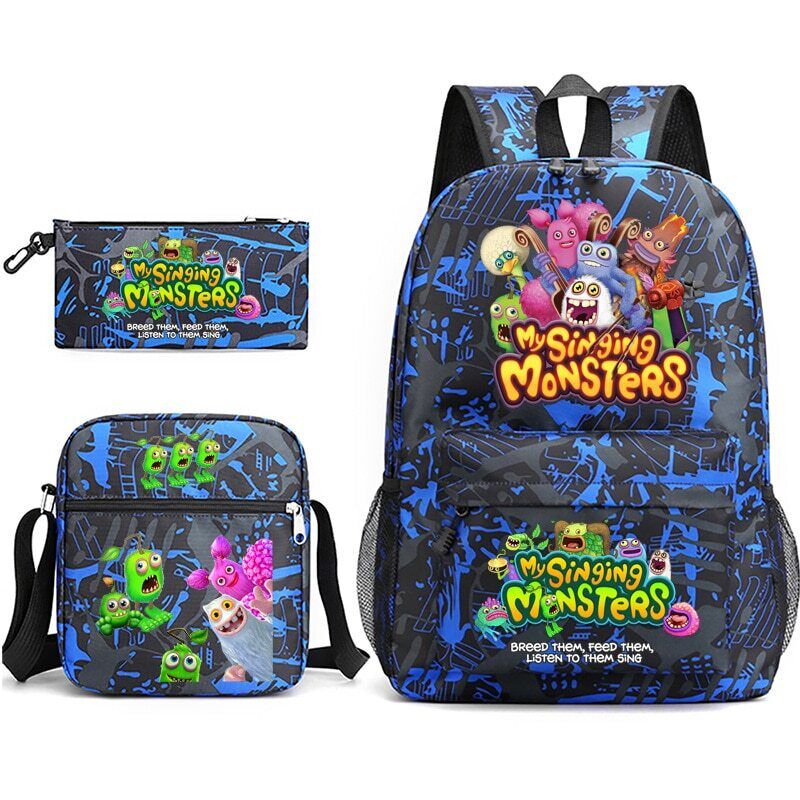 3pcs My Singing Monsters Backpack Laptop Satchel Shoulder Bag Pencil Case Gift - Picture 25 of 42