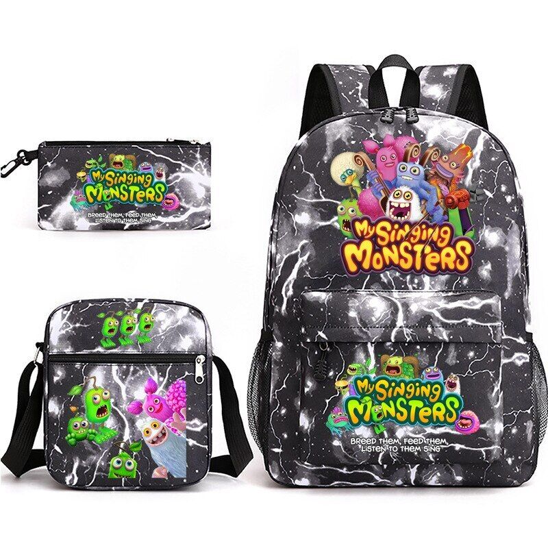 3pcs My Singing Monsters Backpack Laptop Satchel Shoulder Bag Pencil Case Gift - Picture 27 of 42