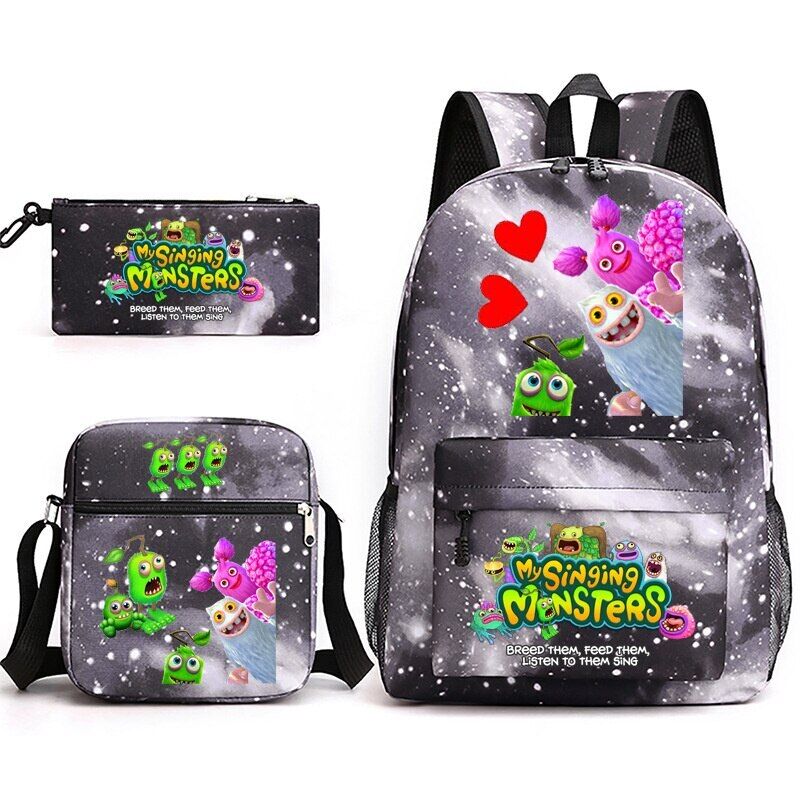 3pcs My Singing Monsters Backpack Laptop Satchel Shoulder Bag Pencil Case Gift - Picture 29 of 42