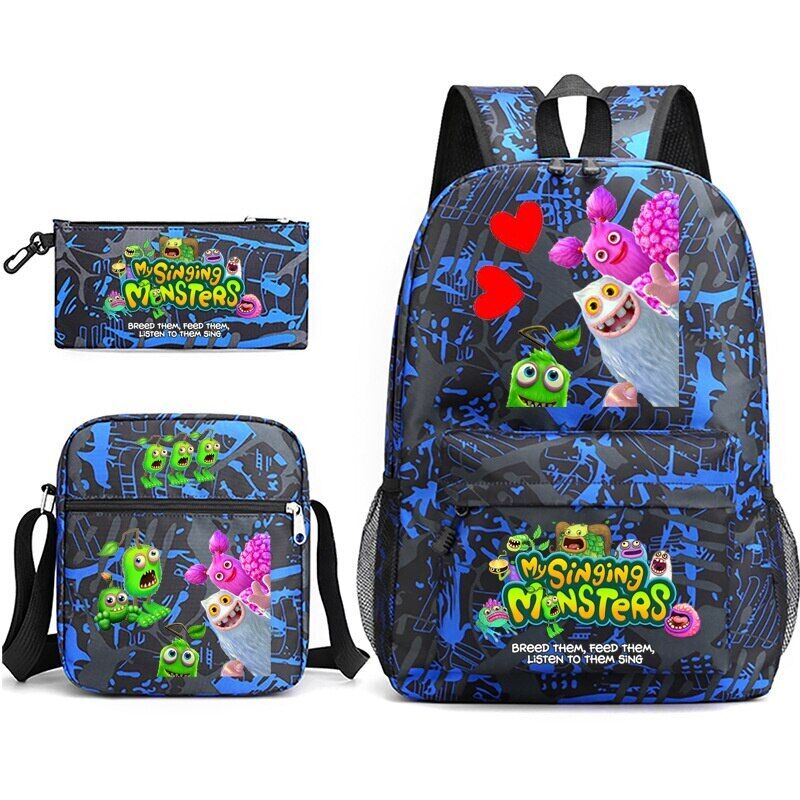 3pcs My Singing Monsters Backpack Laptop Satchel Shoulder Bag Pencil Case Gift - Picture 28 of 42