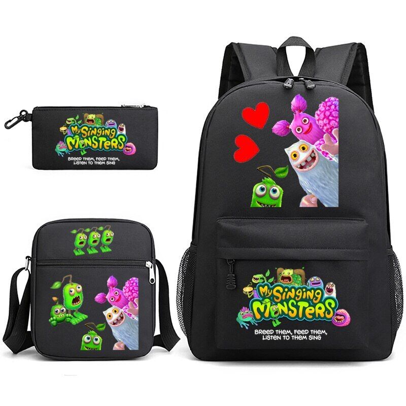 3pcs My Singing Monsters Backpack Laptop Satchel Shoulder Bag Pencil Case Gift - Picture 30 of 42