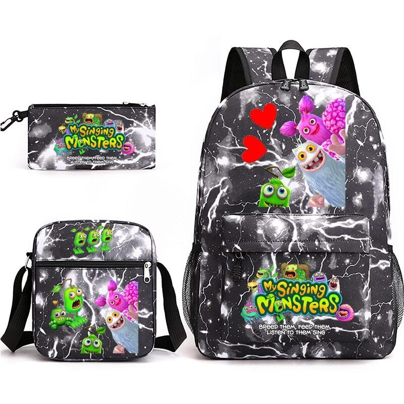 3pcs My Singing Monsters Backpack Laptop Satchel Shoulder Bag Pencil Case Gift - Picture 31 of 42