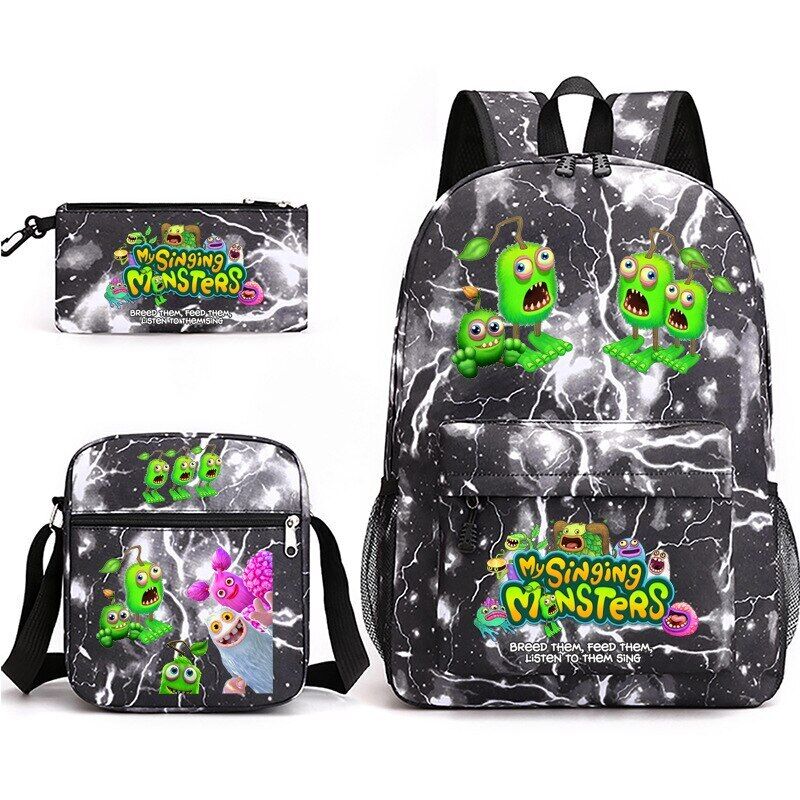 3pcs My Singing Monsters Backpack Laptop Satchel Shoulder Bag Pencil Case Gift - Picture 34 of 42