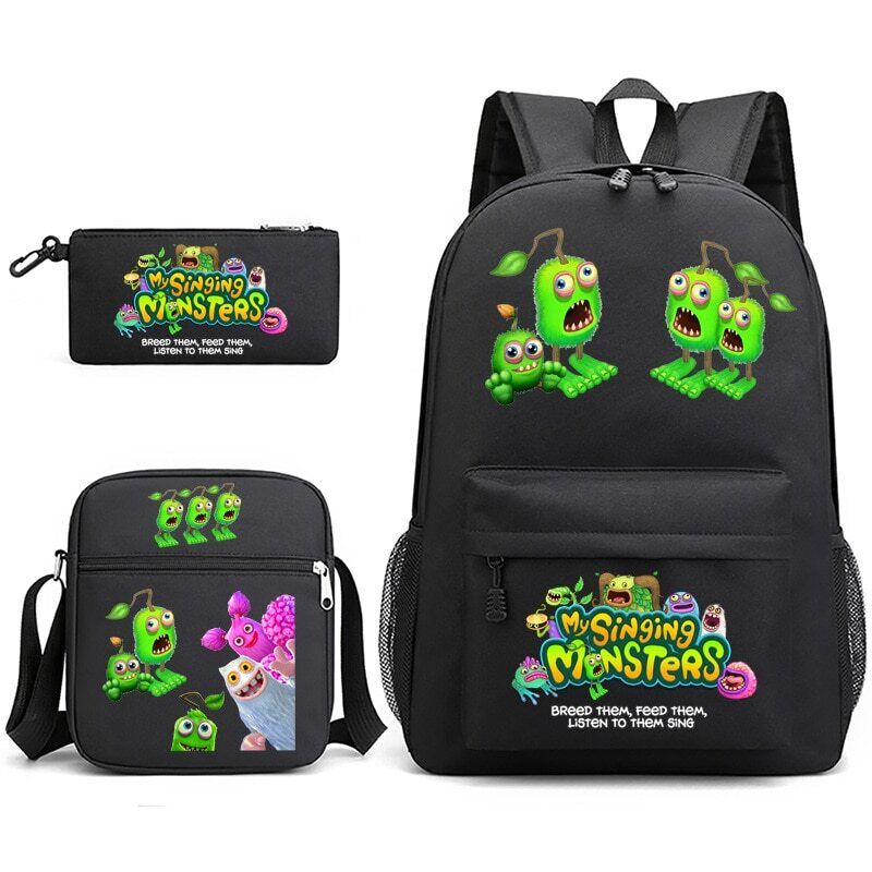 3pcs My Singing Monsters Backpack Laptop Satchel Shoulder Bag Pencil Case Gift - Picture 35 of 42