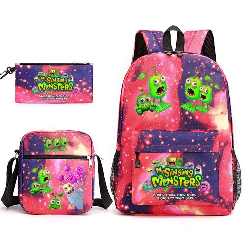 3pcs My Singing Monsters Backpack Laptop Satchel Shoulder Bag Pencil Case Gift - Picture 36 of 42