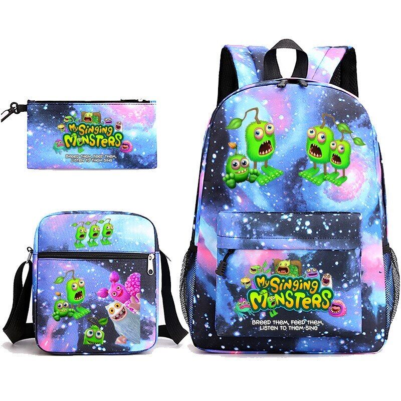 3pcs My Singing Monsters Backpack Laptop Satchel Shoulder Bag Pencil Case Gift - Picture 38 of 42