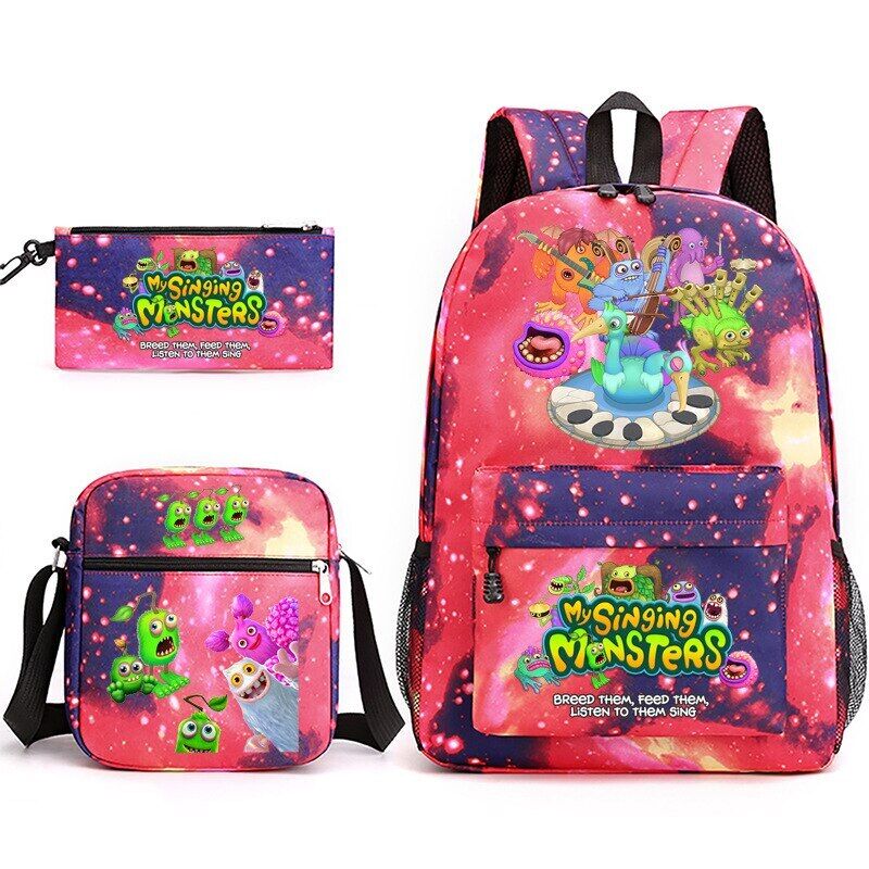 3pcs My Singing Monsters Backpack Laptop Satchel Shoulder Bag Pencil Case Gift - Picture 39 of 42