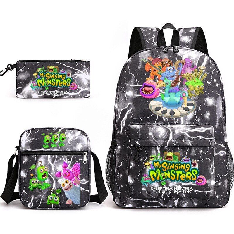3pcs My Singing Monsters Backpack Laptop Satchel Shoulder Bag Pencil Case Gift - Picture 40 of 42