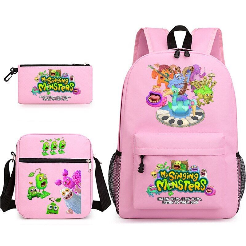3pcs My Singing Monsters Backpack Laptop Satchel Shoulder Bag Pencil Case Gift - Picture 41 of 42