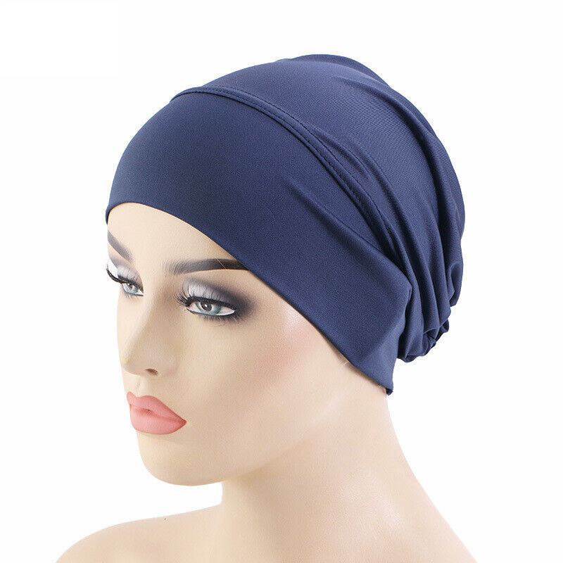 Soft Underscarf Inner Hat Women Turban Muslim Head Wrap Bonnet Chemo Cap Beanies - Imagen 14 de 18