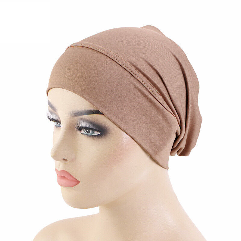 Soft Underscarf Inner Hat Women Turban Muslim Head Wrap Bonnet Chemo Cap Beanies - Imagen 17 de 18
