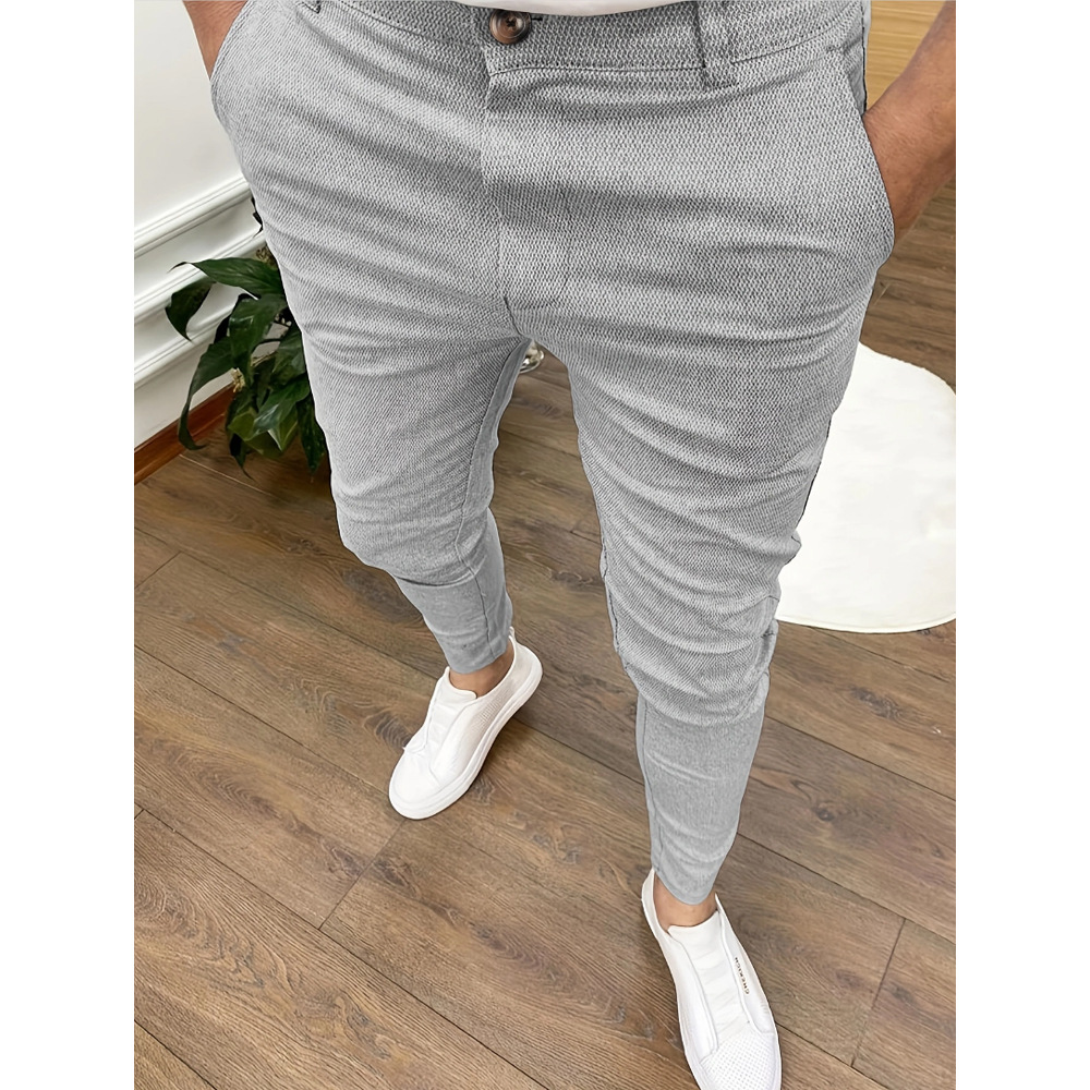 Mens Slim Fit Casual Work Pants Skinny Stretch Business Office Formal Trousers - Picture 32 of 33
