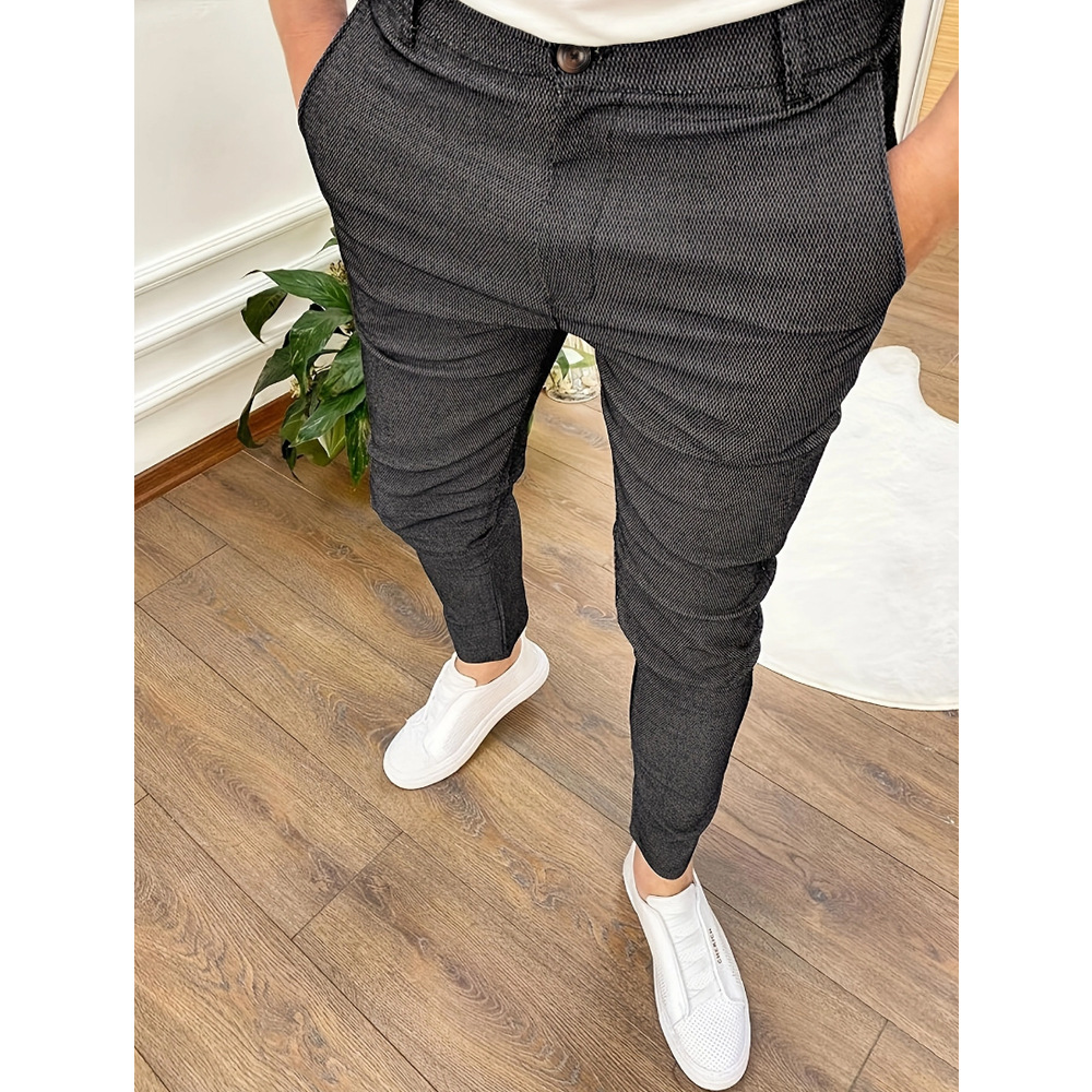 Mens Slim Fit Casual Work Pants Skinny Stretch Business Office Formal Trousers - Picture 30 of 33