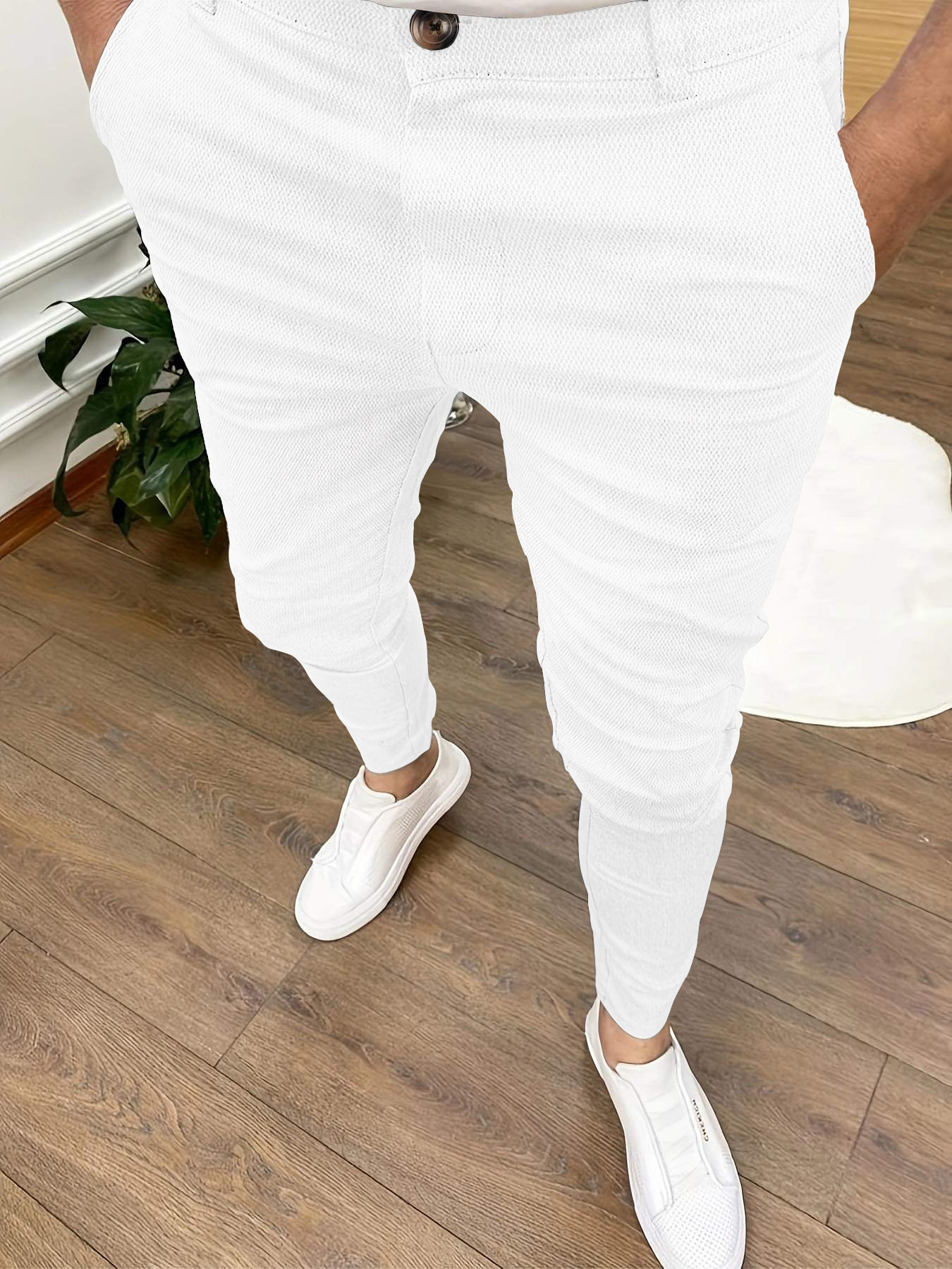 Mens Slim Fit Casual Work Pants Skinny Stretch Business Office Formal Trousers - Picture 29 of 33