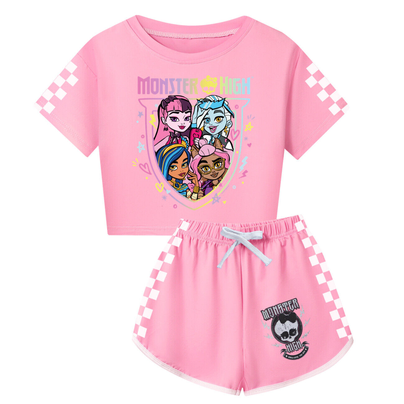 Girls Monster High Casual T-Shirt Tracksuit Kids Top Shorts Outfit Set 3-13Y UK - Picture 20 of 36