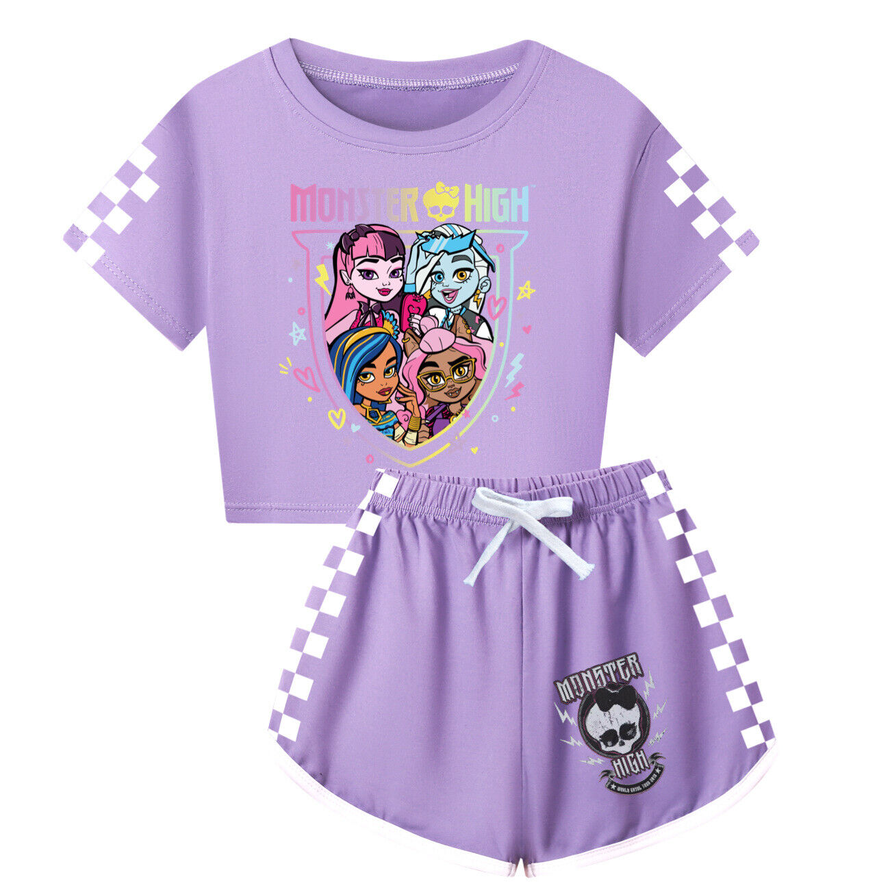 Girls Monster High Casual T-Shirt Tracksuit Kids Top Shorts Outfit Set 3-13Y UK - Picture 21 of 36