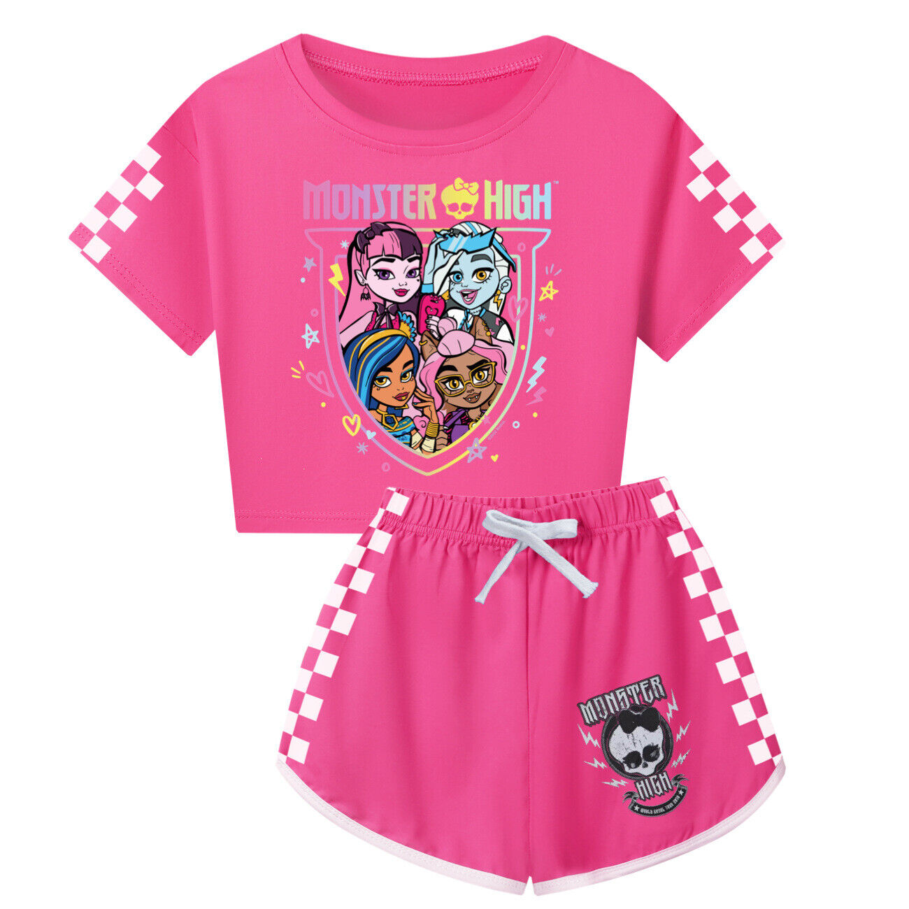 Girls Monster High Casual T-Shirt Tracksuit Kids Top Shorts Outfit Set 3-13Y UK - Picture 23 of 36