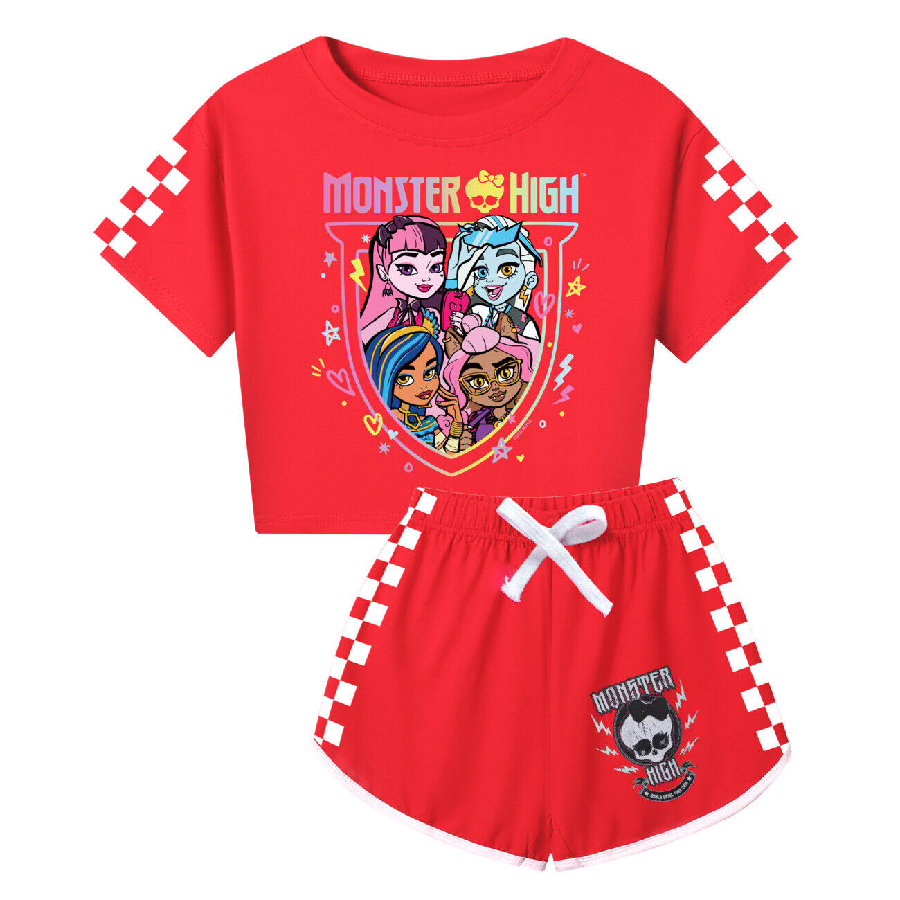 Girls Monster High Casual T-Shirt Tracksuit Kids Top Shorts Outfit Set 3-13Y UK - Picture 22 of 36