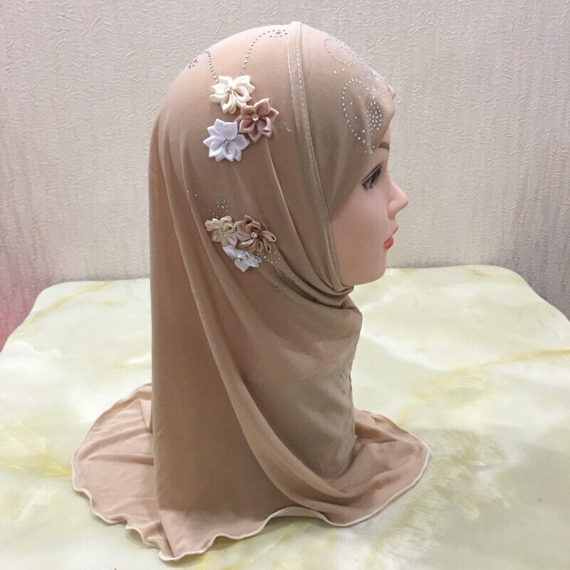 2-6Y Girls Kids Hijab Turban Amira Head Cover Wrap Shawls Islamic Headscarf Arab - Picture 29 of 302