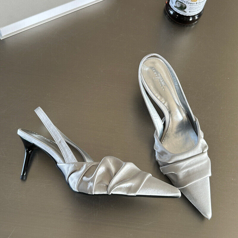 Mujeres Zapatos de salón Gatito Tacón Punta Punta Tacón Alto Zapatos con Cordones Vestido Fiesta Sandalia - Imagen 25 de 26