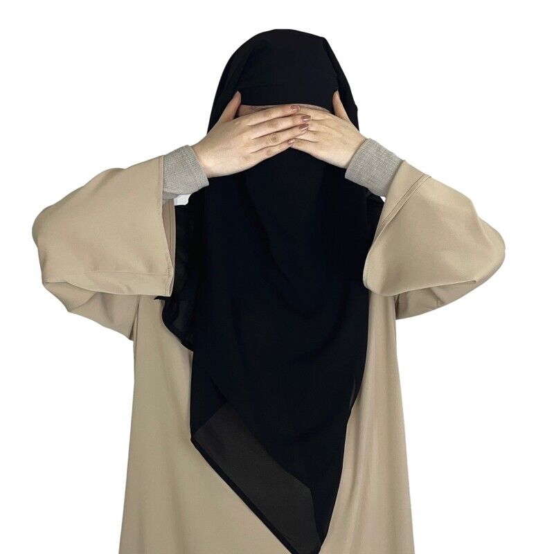 Women Chiffon Full Cover Khimar Niqab Muslim Scarf Islamic Arab Ramadan Hijab