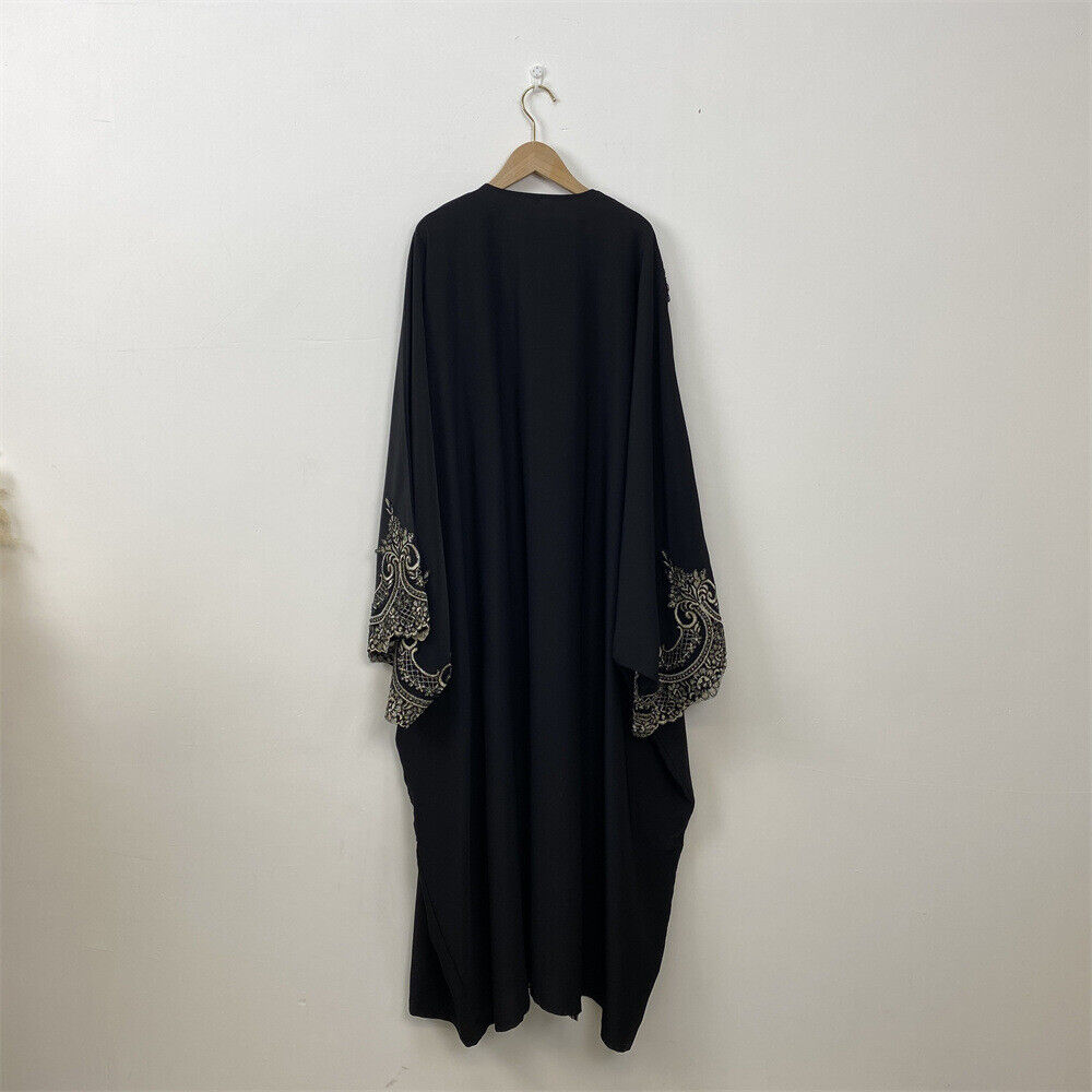 Dubai Fashion Open Front Cardigan Muslim Abaya Kaftan Bat Sleeve Dress for Women