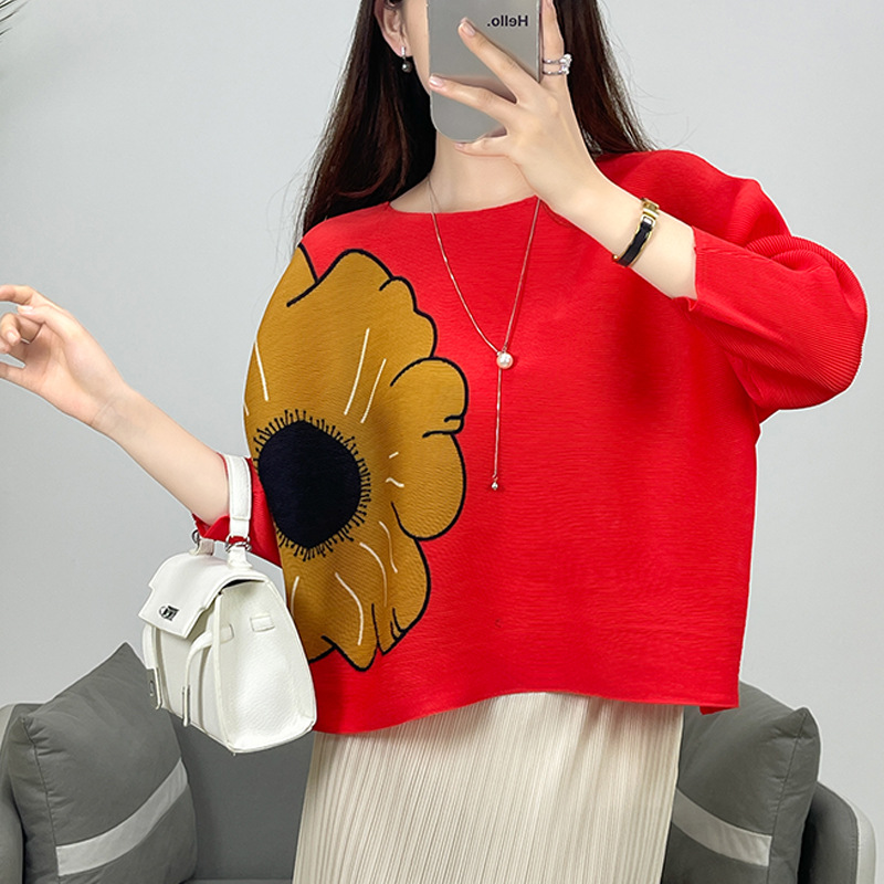 2024 Summer New Printed 3/4 Sleeve T-Shirt Women's Loose Fashion Tops Blouse - Picture 13 of 15
