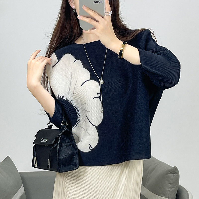 2024 Summer New Printed 3/4 Sleeve T-Shirt Women's Loose Fashion Tops Blouse - Picture 12 of 15