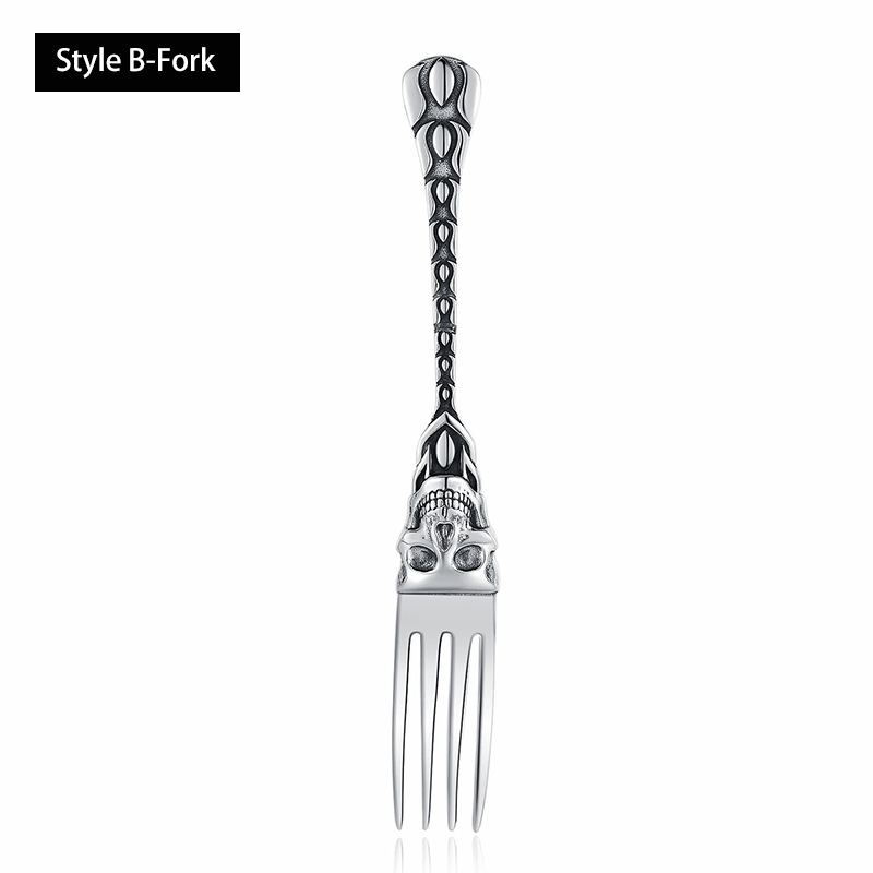 Stainless Steel Dinnerware Tableware Cutlery Skull Angel Fork Spoon Knife Set